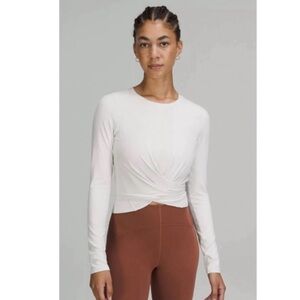 Lululemon Athletica Cream Long Sleeve Twist Top